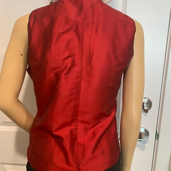 STUNNING RED SILK ASIAN TOP-_Small - Picture 6 of 6